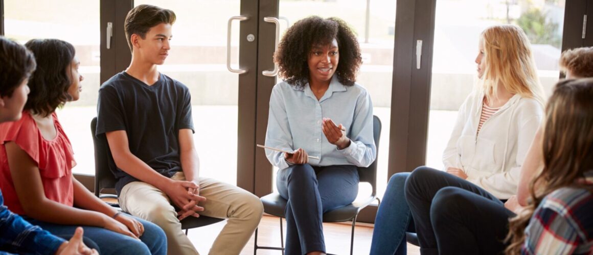 Students in a group discussion