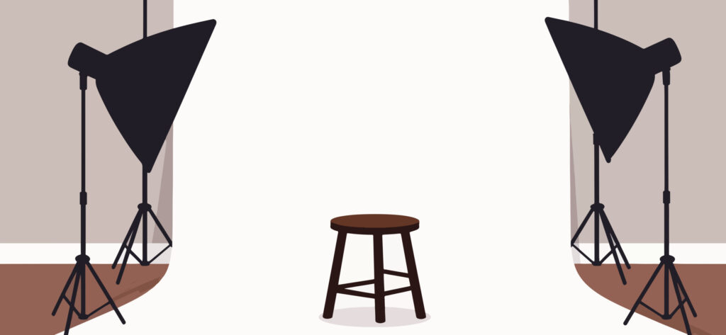 A graphic of a professional photography setting