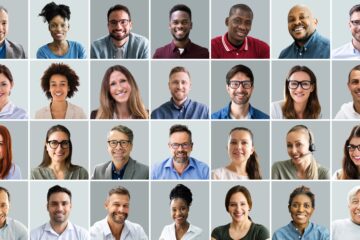 A grid of professional headshots