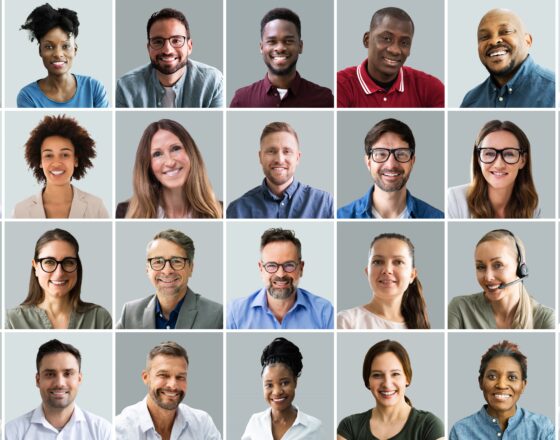 A grid of professional headshots