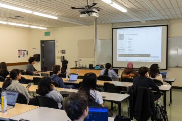 A classroom participating in an group activity.