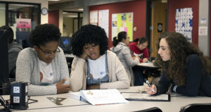 Students collaborate in BC's Writing Lab.