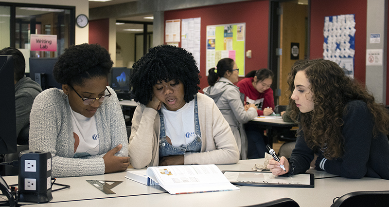 Students collaborate in BC's Writing Lab.