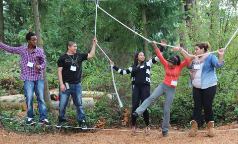 Students utilize the RISE Institute's challenge course.