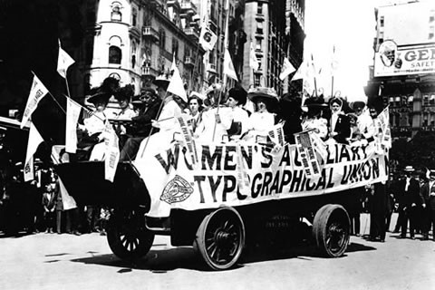 Photo of Labor Day float sponsored by the Women’s Auxiliary Typographical Union