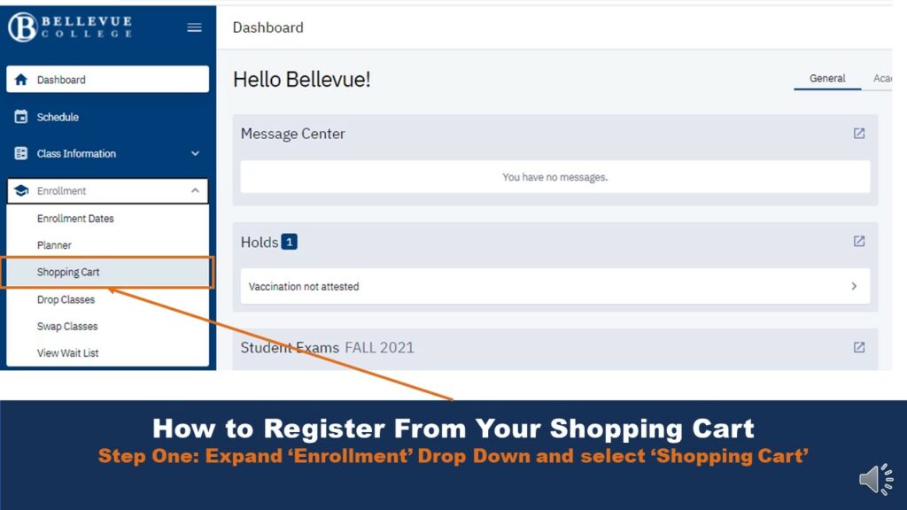 How to Register From Your Shopping Cart Step One: Expand ‘Enrollment’ Drop Down and select ‘Shopping Cart’