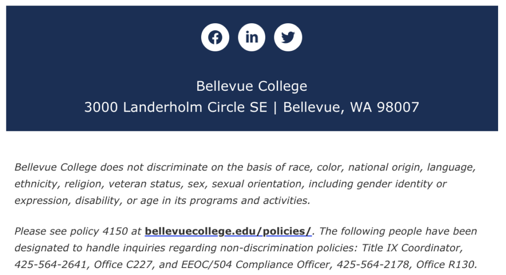 Graphic with Bellevue College address