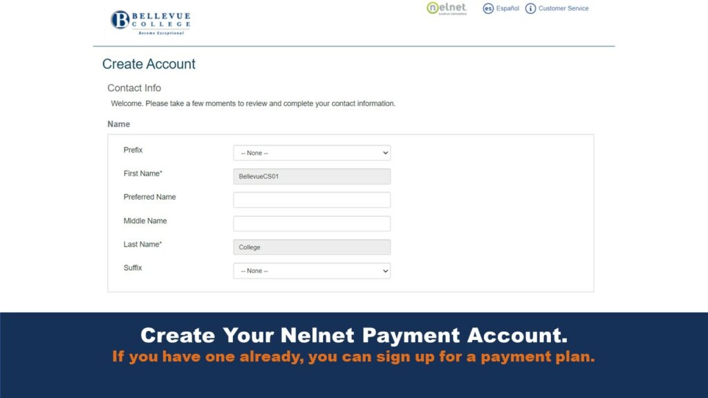 Picture of the Create Account form for Nelnet.