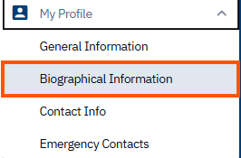 Biographic information tile outlined