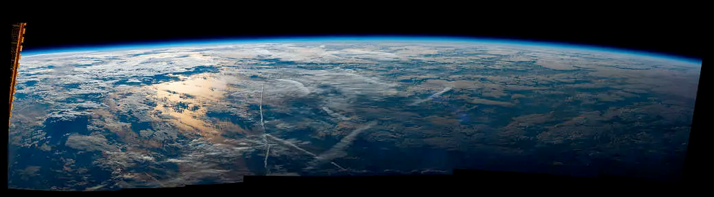 Expedition 48 Commander Jeff Williams of NASA shared this sunrise panorama taken from his vantage point aboard the International Space Station.
