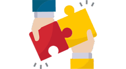 icon of two hands snapping puzzle pieces together