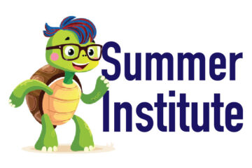 Cartoon turtle with glasses next to "Summer Institute" text.
