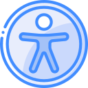 accessibility icon of stick figure with outstretched arms inside a circle