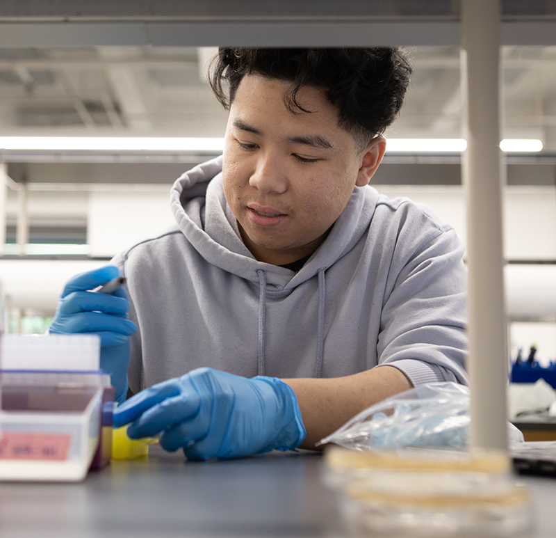 A student works in the lab.