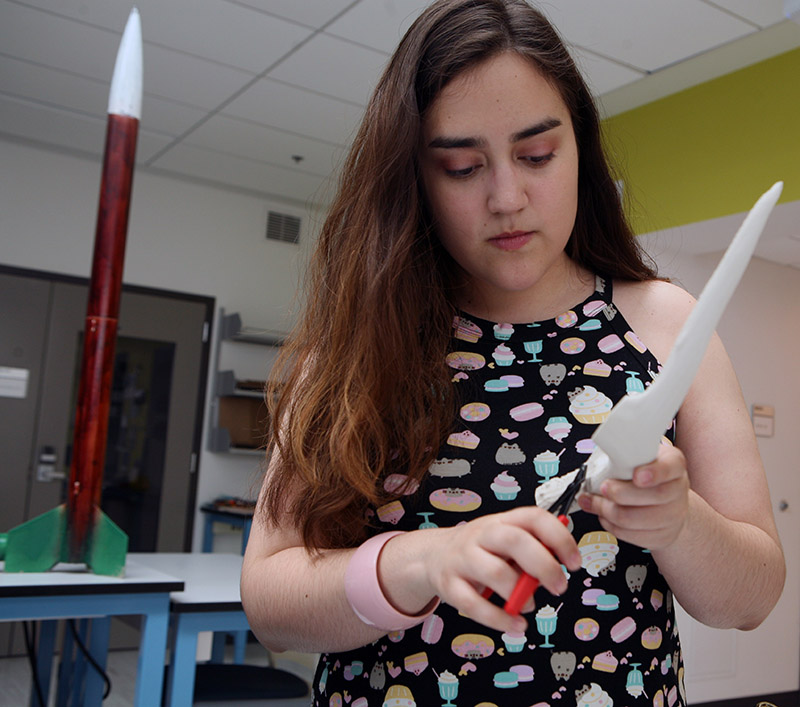 A student works in the Makers lab.