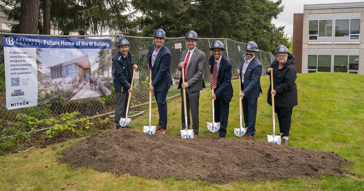 Bellevue College officials at the groundbreaking event for the new W Building