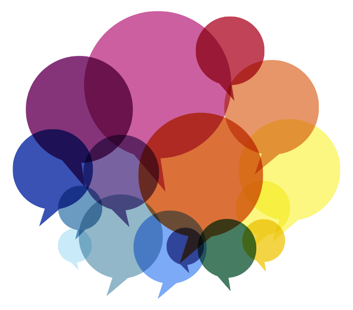 illustration of many colorful chat bubbles indicating lively conversation