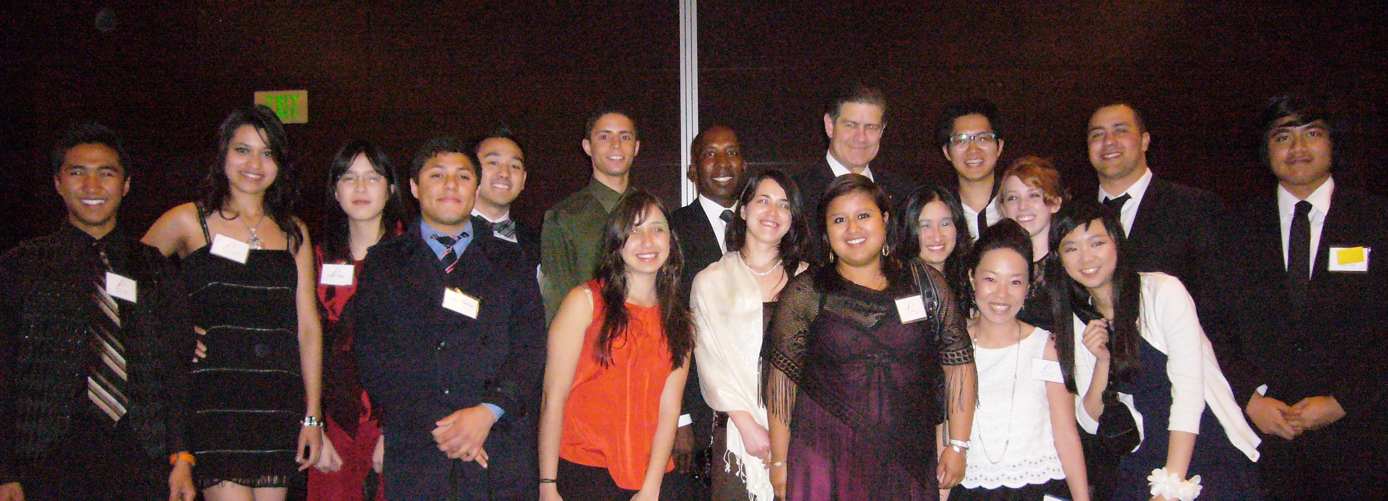 Business transfer students at a reception