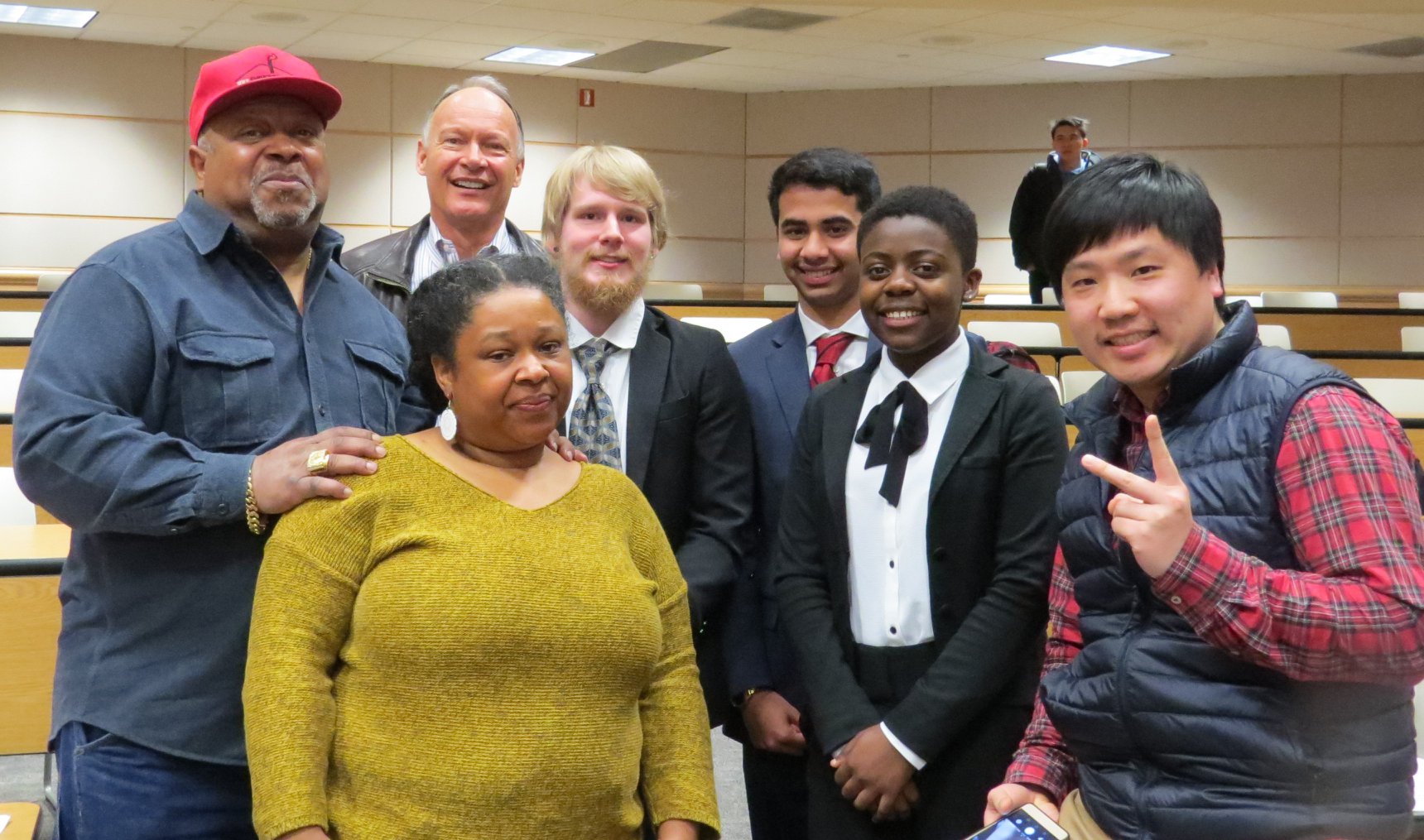 A group of people facing the camera