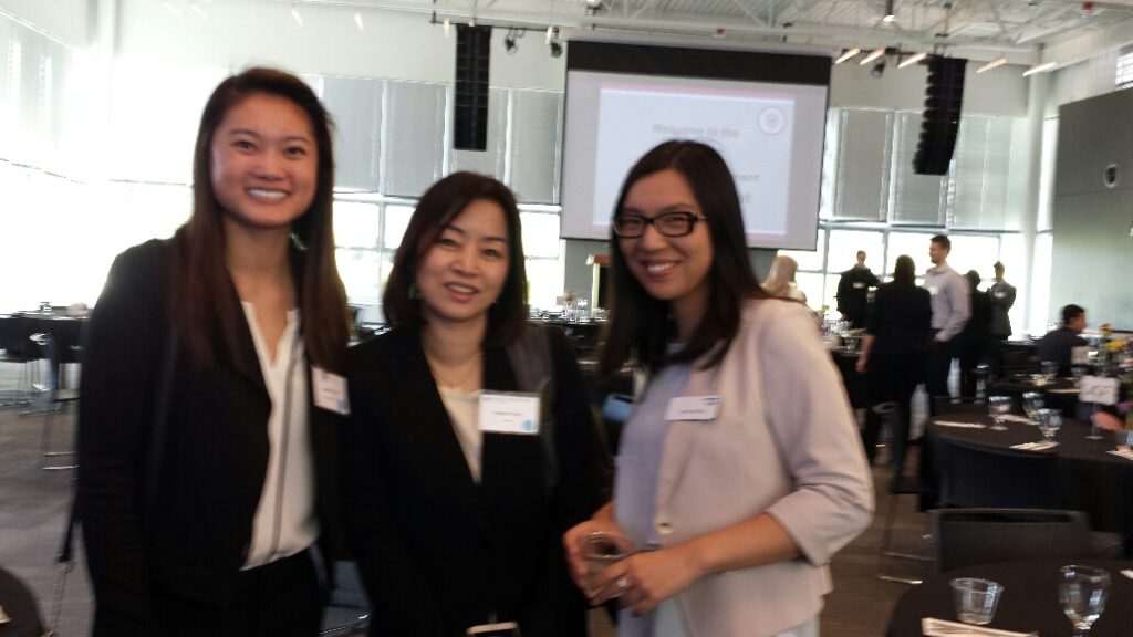 Three smiling students