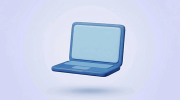 3D icon of an open laptop, representing online workshops and learning sessions