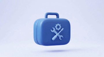 3D blue toolbox icon representing useful tools and resources for XR education.