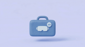 3D icon of a toolbox with an XR headset symbol, representing tools for teaching immersive technologies