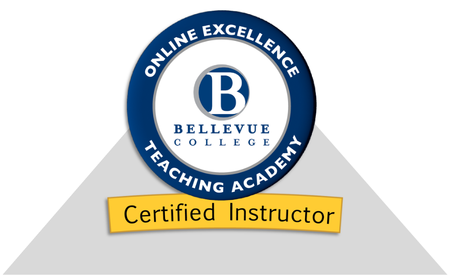 Online Excellence Teaching Academy completion badge as an example at the top of the pathway