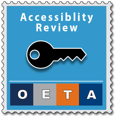 Accessibility Review stamp with a key and OETA letters.
