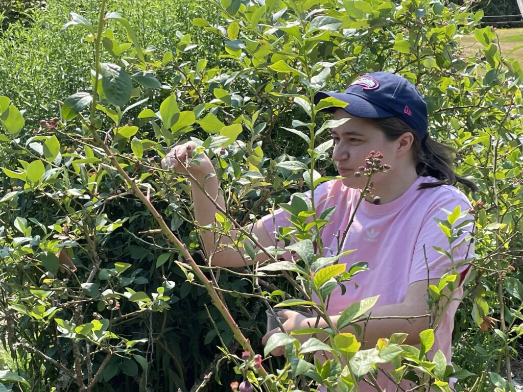 OLS student working in garden