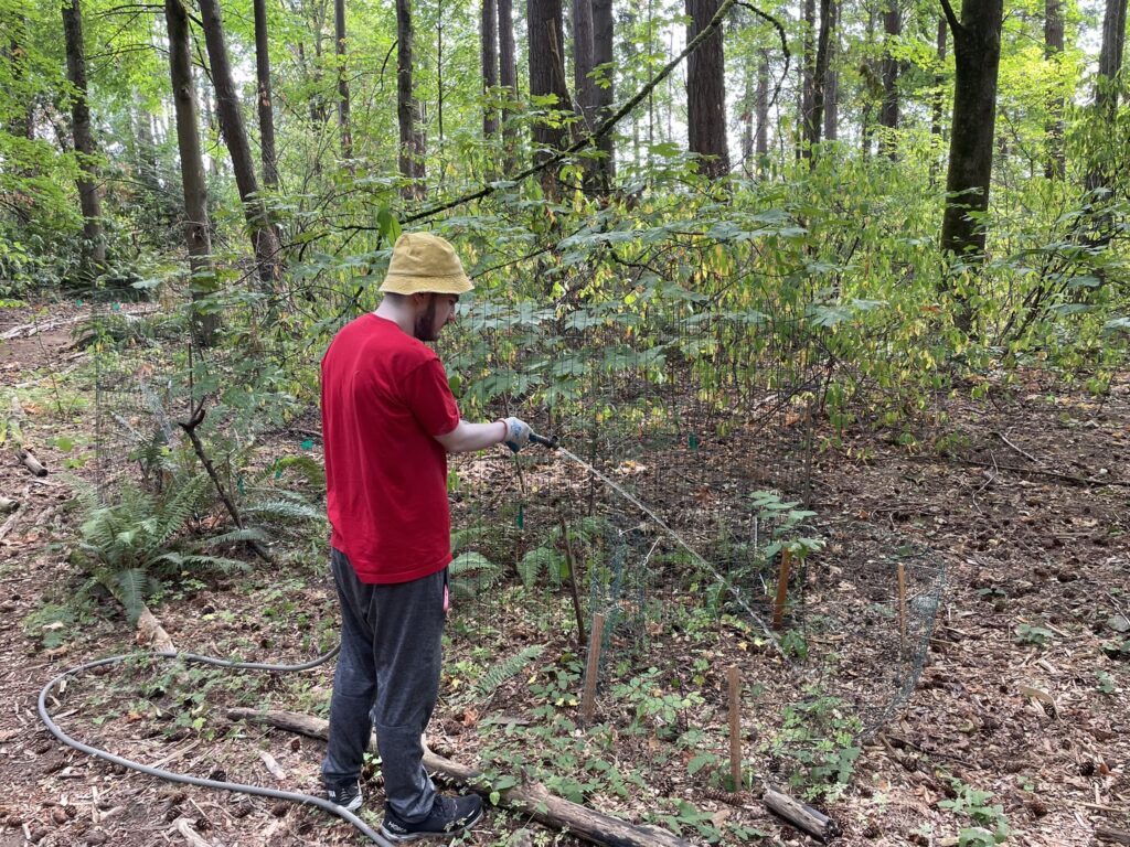 OLS student working in garden