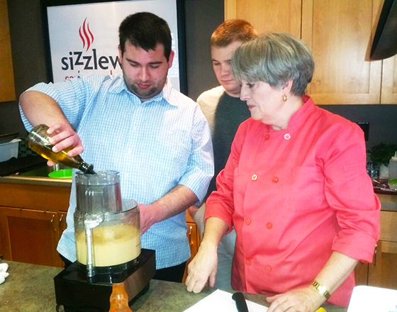An OLS student learns to cook.