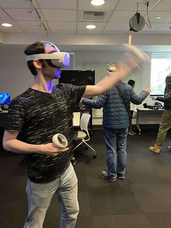OLS students explore XR technology at the XR Lab.