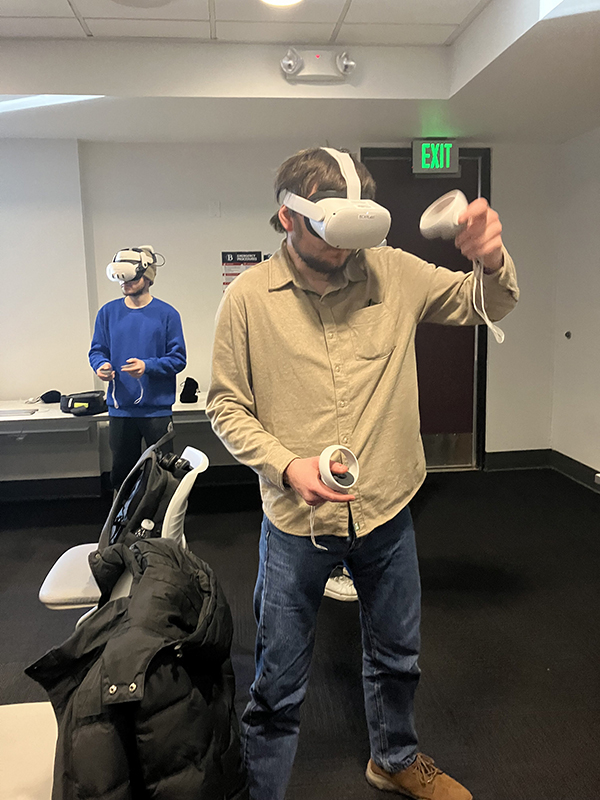 OLS students explore XR technology at the XR Lab.