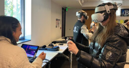 OLS students explore XR technology at the XR Lab.
