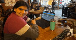 An OLS student working at her internship.