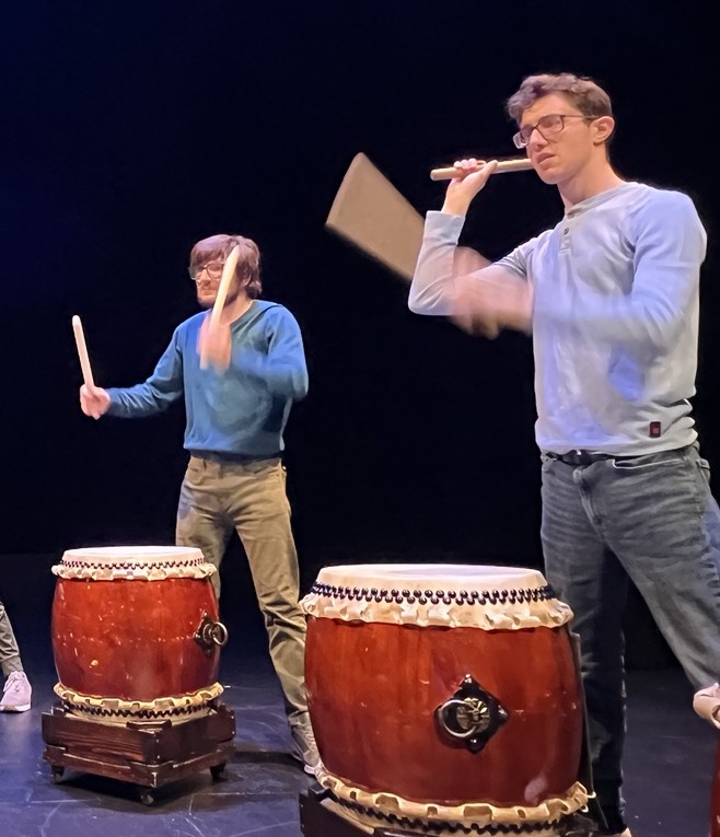 OLS students learn the art of Taiko drumming