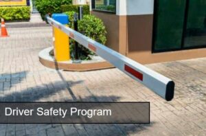 parking garage cross beam white text Driver Safety Program