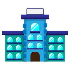 Icon of college building represents completing orientation online.