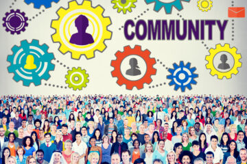 Illustration of a diverse community connected through networks and collaboration.