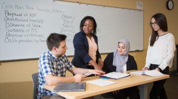 A program chair is advising a group of students in a classroom