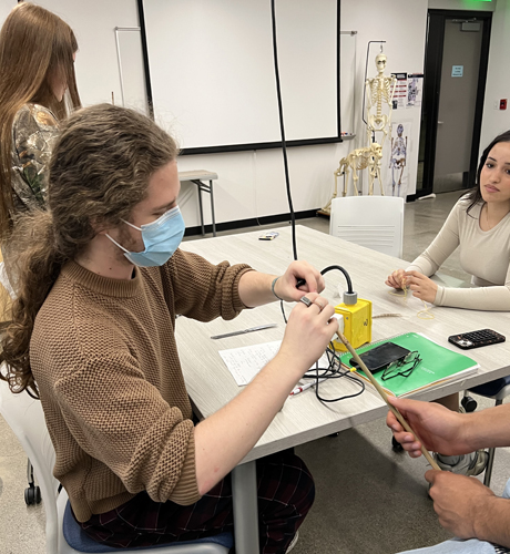tudents participating in a hands-on Anthropology lab activity.