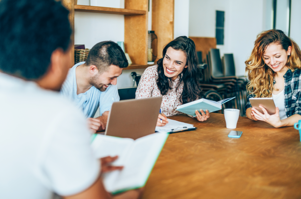 Group of students working on academic project