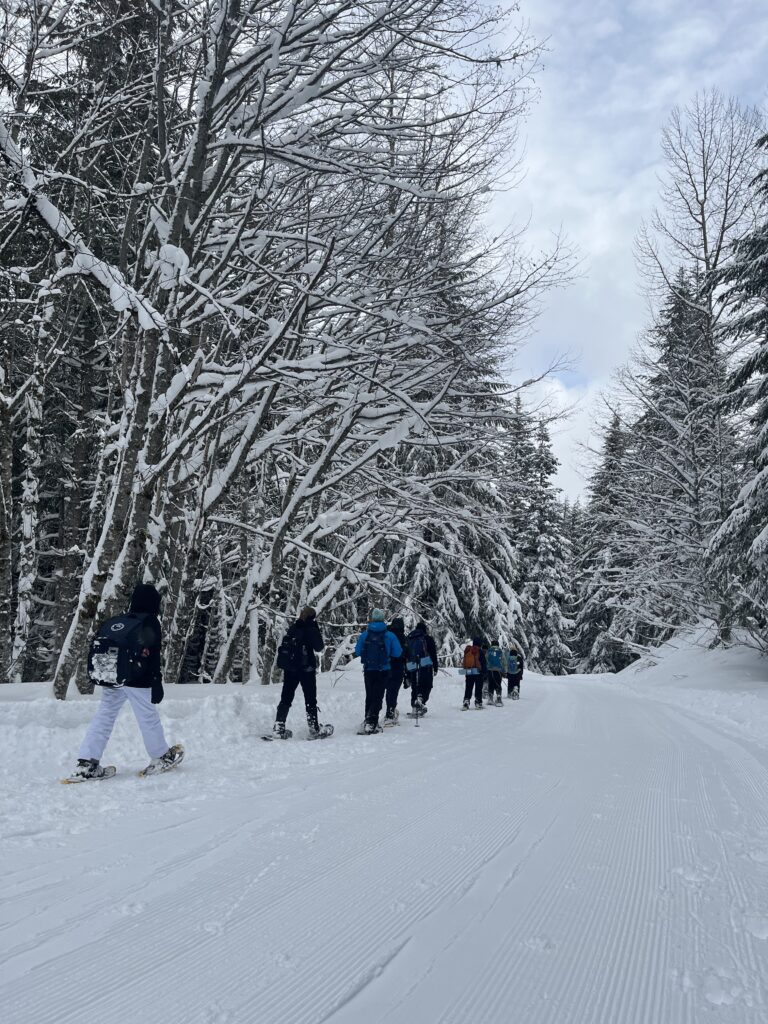 Snowshoeing through the back woods of Snoqualmie Pass.