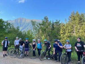 Taking a break while biking the Olallie Trail