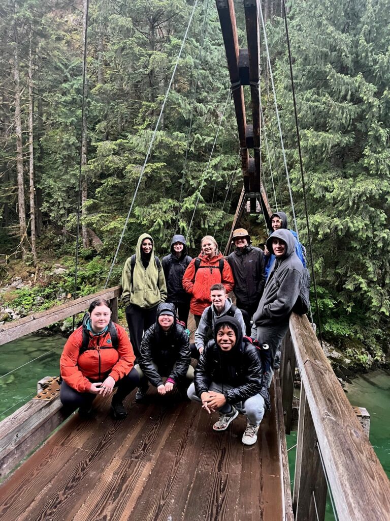 Posing on the iconic Gateway bridge over the Middle Fork of the Snoqualmie River.