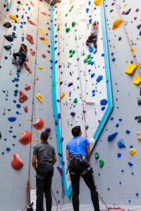 Roped up and climbing at Edgeworks in Bellevue