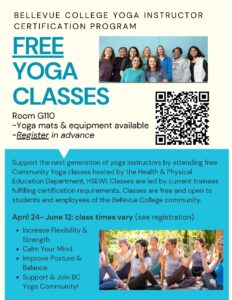 Free Yoga Classes from the Bellevue College Yoga Instructor Certification Program, April 24 - June 12
