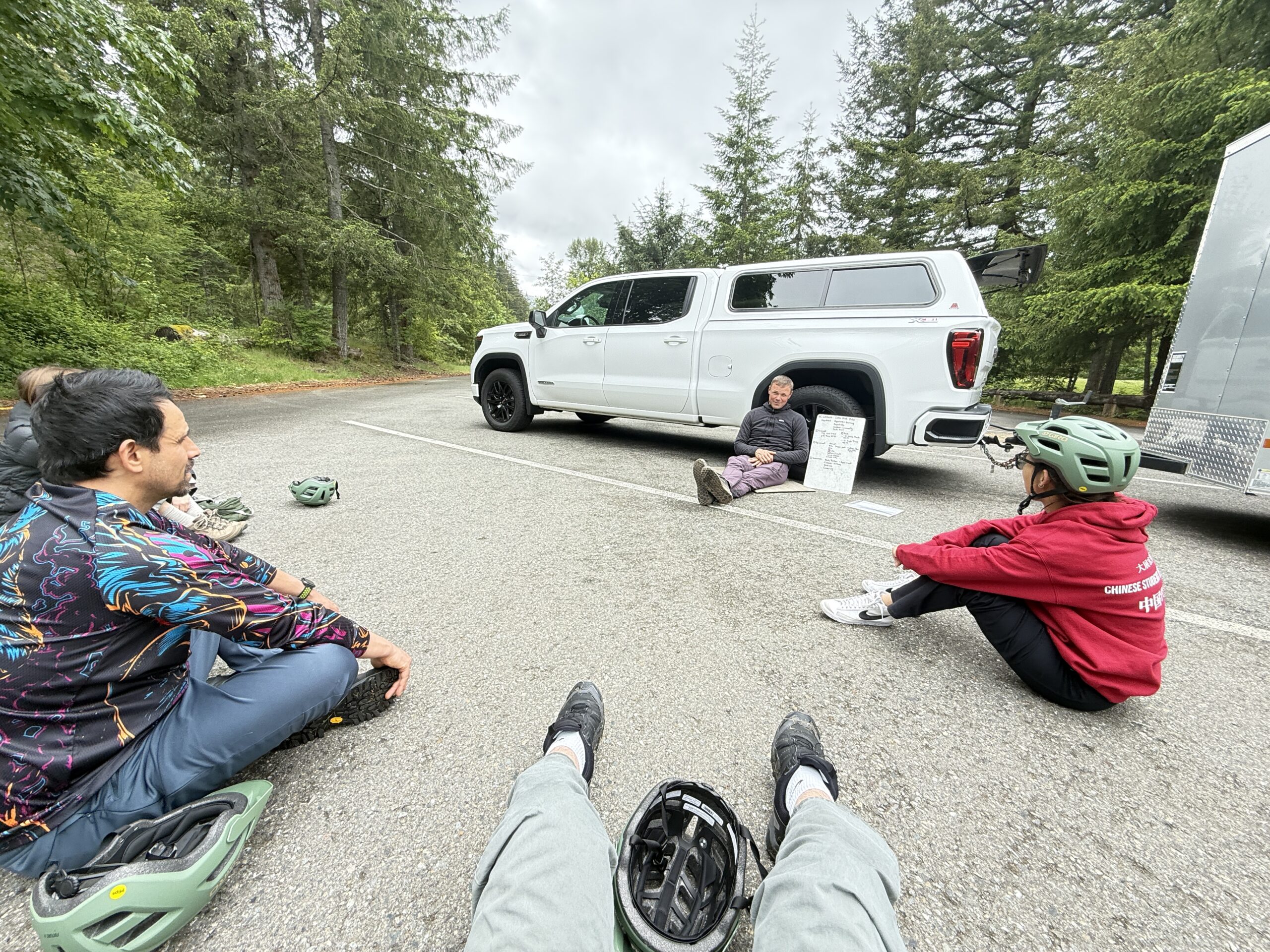 Hanging out with the trailer and bikes before starting out on the Olallie Trail.