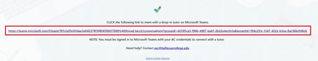 Link to Drop-In Tutoring channel